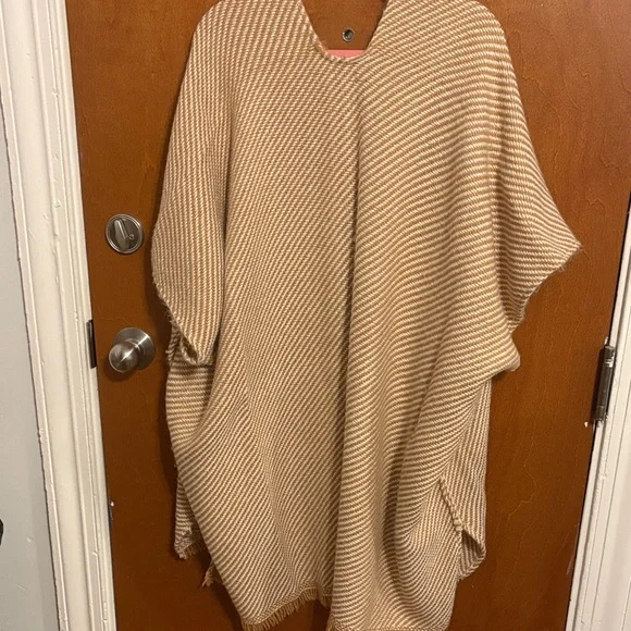 Aerie Beige Striped Open Poncho - Picture 5 of 5